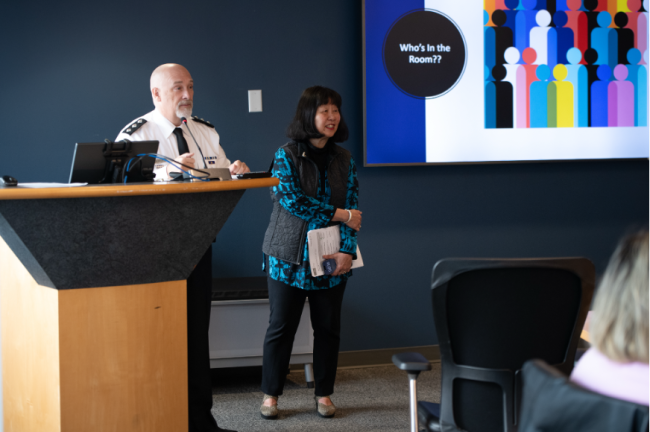 Inspector Dave Ballance and Dr Shirley Sze present to the group