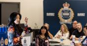 Dr Linda Uyeda presents to attendees from Surrey Police Service and other community organizations