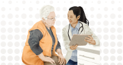 An illustration of a doctor sitting with a patient